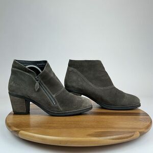 Womens Taos Billie Taupe Brown Leather Zip‎ Heeled Ankle Boots Size 10 - 10.5 M